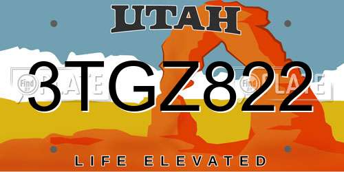 3TGZ822 Utah License Plate