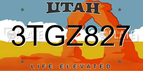 3TGZ827 Utah License Plate