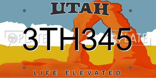 3TH345 Utah License Plate