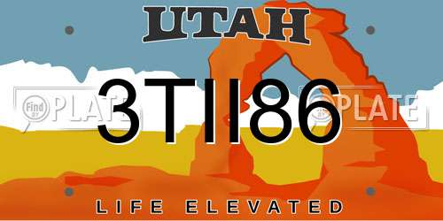 3TII86 Utah License Plate