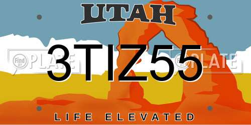 3TIZ55 Utah License Plate