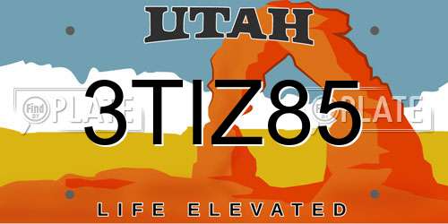 3TIZ85 Utah License Plate