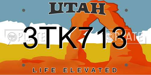 3TK713 Utah License Plate