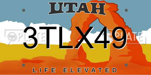 3TLX49 Utah License Plate