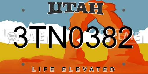 3TN0382 Utah License Plate