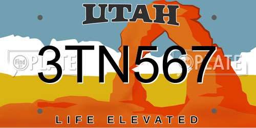 3TN567 Utah License Plate