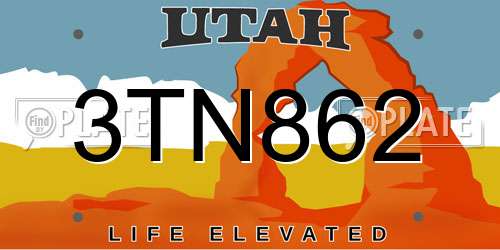 3TN862 Utah License Plate