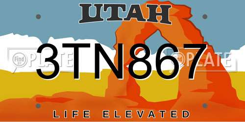 3TN867 Utah License Plate