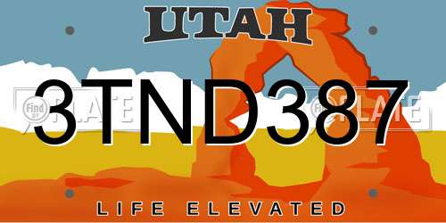 3TND387 Utah License Plate