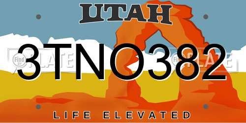 3TNO382 Utah License Plate
