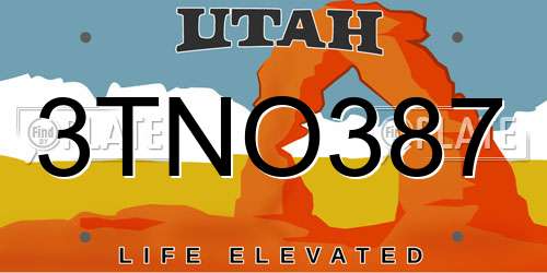 3TNO387 Utah License Plate