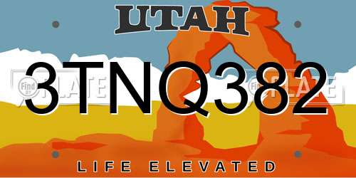 3TNQ382 Utah License Plate