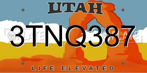 3TNQ387 Utah License Plate