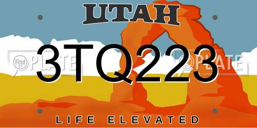 3TQ223 Utah License Plate