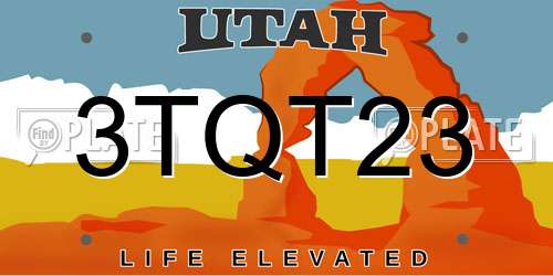 3TQT23 Utah License Plate
