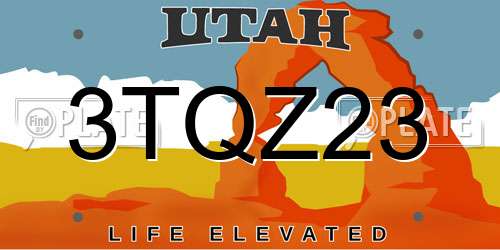 3TQZ23 Utah License Plate