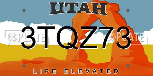 3TQZ73 Utah License Plate