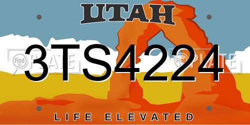 3TS4224 Utah License Plate