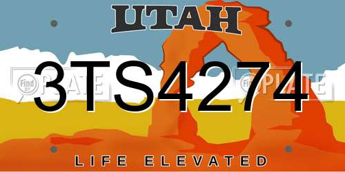3TS4274 Utah License Plate
