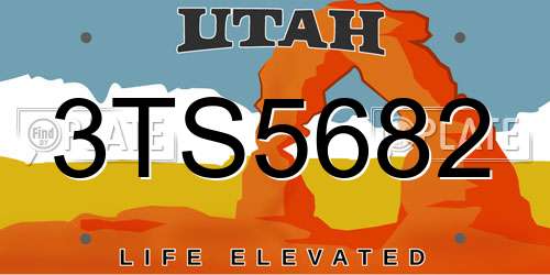 3TS5682 Utah License Plate