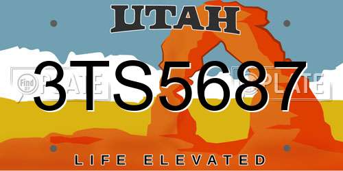 3TS5687 Utah License Plate