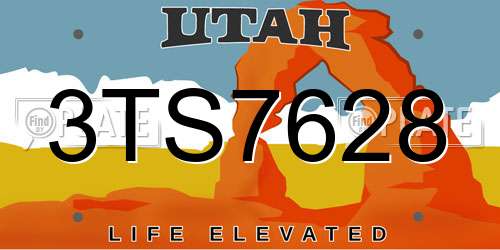 3TS7628 Utah License Plate