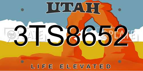 3TS8652 Utah License Plate