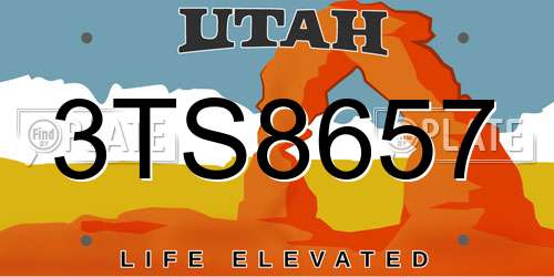 3TS8657 Utah License Plate