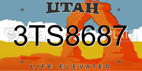3TS8687 Utah License Plate