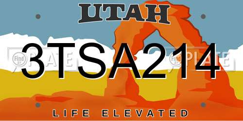 3TSA214 Utah License Plate