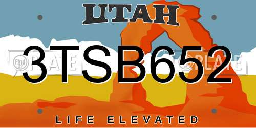 3TSB652 Utah License Plate