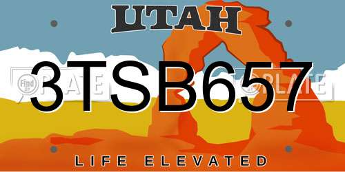 3TSB657 Utah License Plate