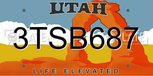 3TSB687 Utah License Plate