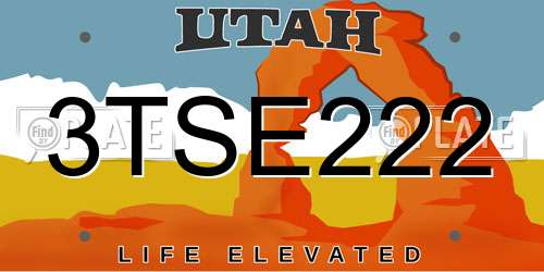 3TSE222 Utah License Plate