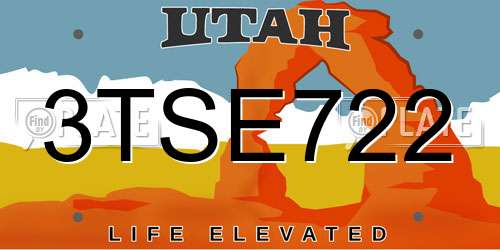 3TSE722 Utah License Plate