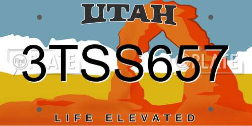 3TSS657 Utah License Plate