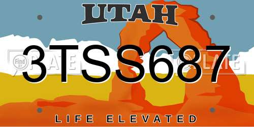 3TSS687 Utah License Plate
