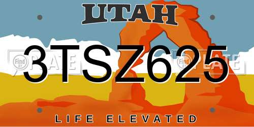 3TSZ625 Utah License Plate