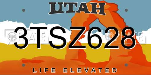3TSZ628 Utah License Plate