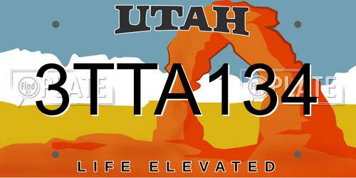3TTA134 Utah License Plate