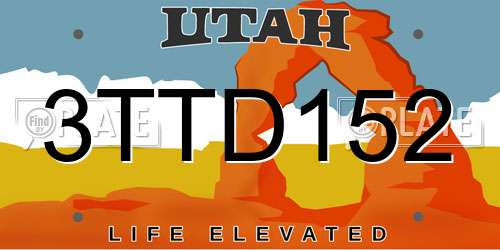 3TTD152 Utah License Plate