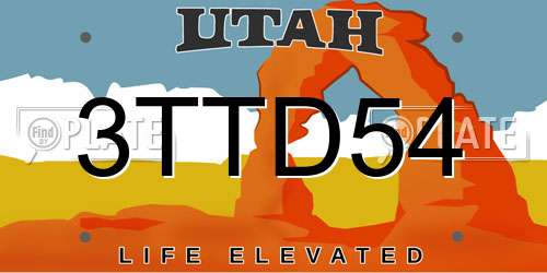 3TTD54 Utah License Plate