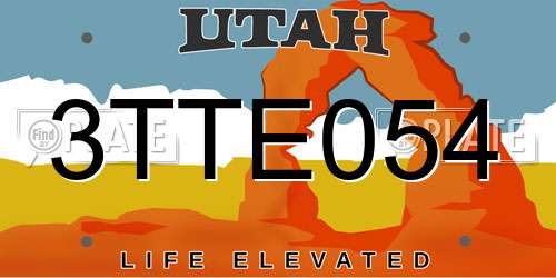 3TTE054 Utah License Plate