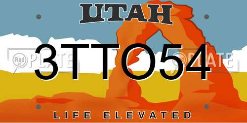 3TTO54 Utah License Plate
