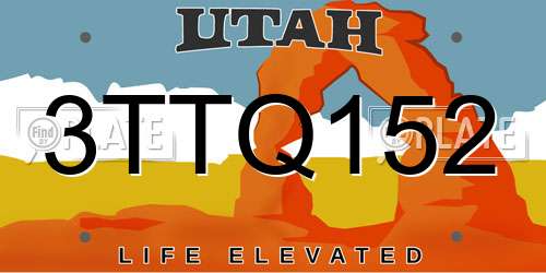 3TTQ152 Utah License Plate