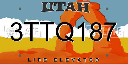3TTQ187 Utah License Plate
