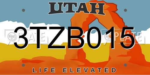 3TZB015 Utah License Plate