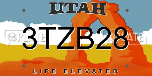 3TZB28 Utah License Plate