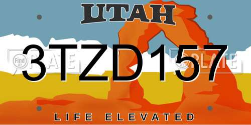 3TZD157 Utah License Plate
