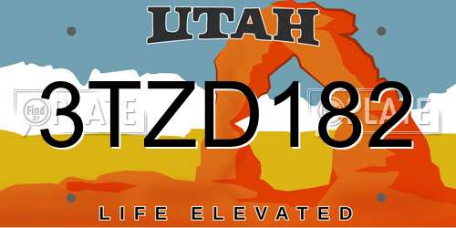 3TZD182 Utah License Plate
